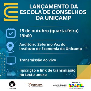 CONVITE LANÇAMENTO ESCOLA DOS CONSELHOS UNICAMP